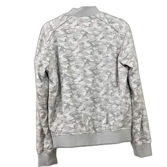 Zara Man Camo Bomber Jacket Lightweight Full Zip Pockets Casual Mens S Gray - Picture 3 of 10